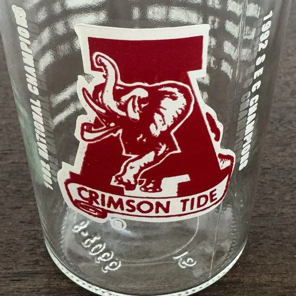 Alabama Crimson Tide Football 1992 Juice Glass National Champ SEC Roll Tide VTG